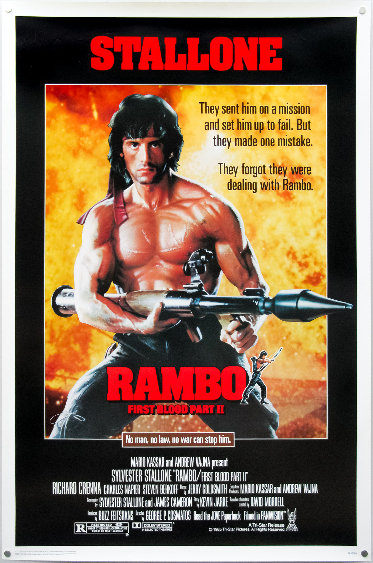 RAMBO: FIRST BLOOD PART II (1985) 1736 Movie Poster (47x63) Original French  Grande Sylvester Stallone Richard Crenna Charles Napier Steven Berkoff