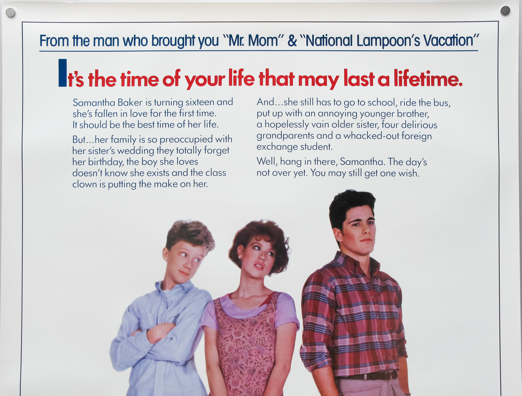 Justin Henry Molly Ringwald Anthony Michael Hall Sixteen Candles 11x17 Poster 