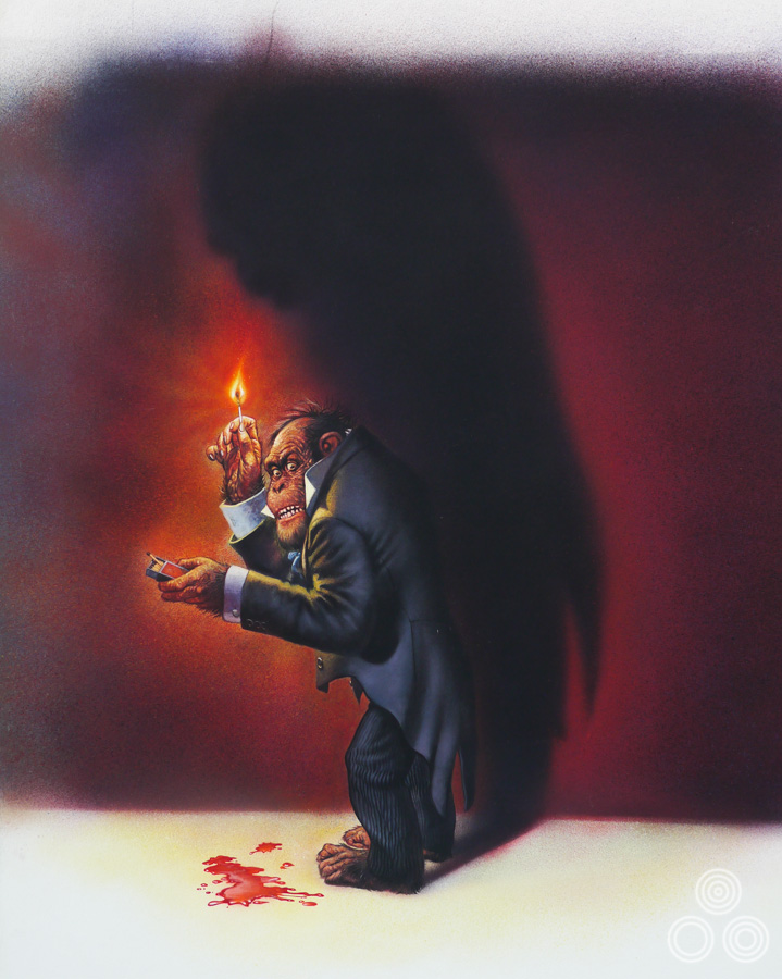 The original artwork for the poster for Link by Brian Bysouth, 1986