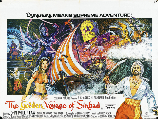 The Golden Voyage of Sinbad quad poster, designed by Eric Pulford and painted by Brian Bysouth, 1974