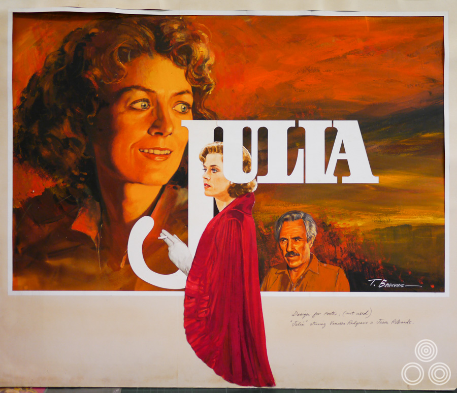 An unused concept painting for the film Julia (1977) by Tom Beauvais. The studio decided to go with another completely different design.