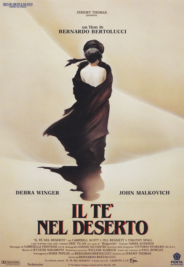 The Italian poster for The Sheltering Sky (1990), designed and painted by Renato Casaro.