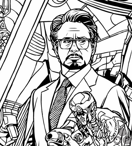 An early version of Tony Stark that was altered for the final version after Marvel gave feedback to the artist that he should be more prominent on the poster.