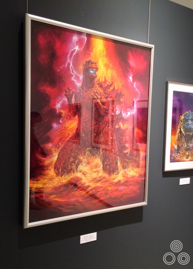 One of the many framed original Godzilla artworks by Ohrai inside the main section of the exhibition, this one painted for the Making of Godzilla (1985). Photography was not permitted of the artwork so this shot is a bit cheeky. My apologies to the museum staff!